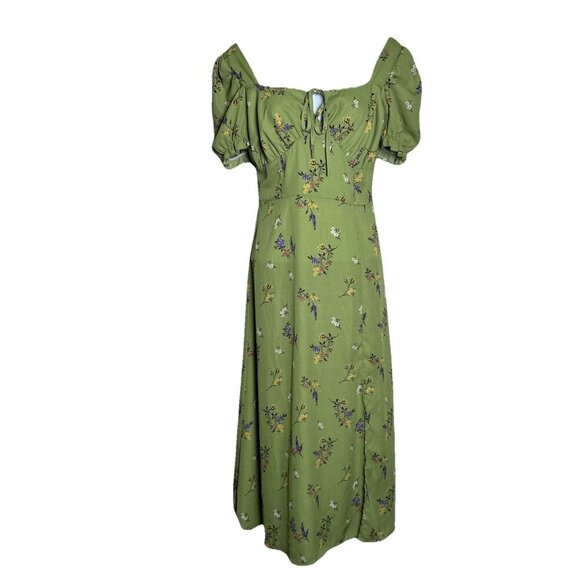 Hesperus Woman’s Small Floral Ditsy Midi Dress Puff Sleeves Cottagecore Boho - Picture 1 of 12
